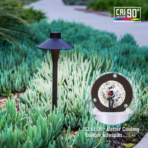 Vista 7 de LEONLITE 5CCT - Luces de camino de bajo voltaje, luces LED para camino de paisaje, 1800/2700/3000/4000/5000K, cabezal de doble capa, 12-24V AC/DC