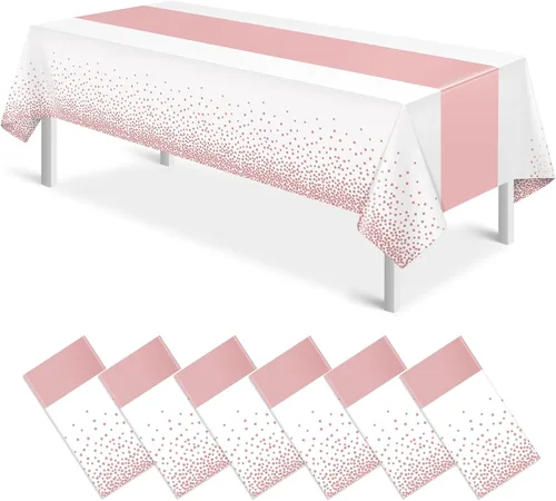 Vista 15 de 3 piezas de mantel y camino de mesa blanco y dorado para decoración de fiesta, mantel de plástico blanco con estampado dorado, camino de mesa Oro
