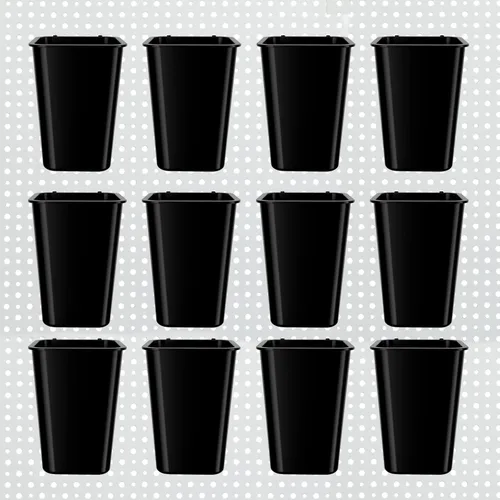 Paquete de 12 vasos de tablero de clavijas, se utiliza para el líquido que no se puede colgar o no tiene corrosión y sin volatilidad (negro)