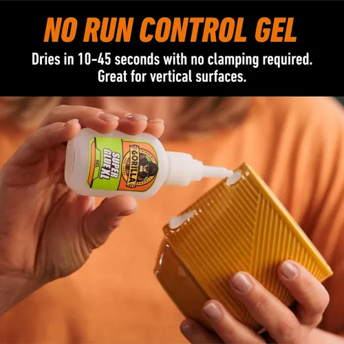 Vista 4 de Gorilla Super Glue Gel XL, pegamento transparente, 25 gramos (paquete de 2) - Todo propósito y configuración rápida para proyectos y reparaciones