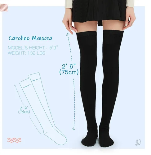 Vista 2 de Kayhoma Extra Long Cotton Stripe Thigh High Socks Over the Knee High Stockings