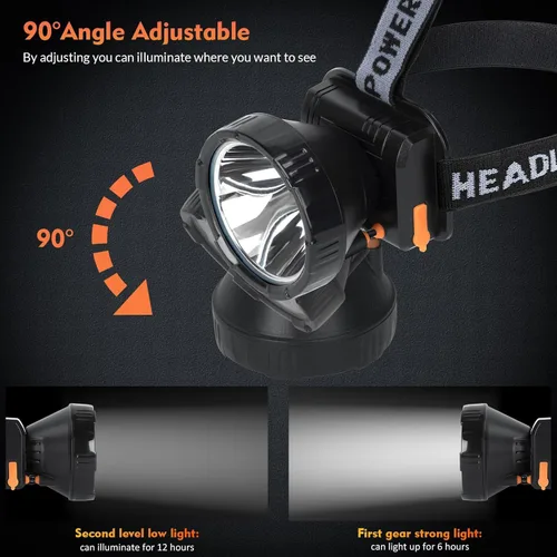 Vista 3 de Linterna frontal recargable - Foco súper brillante con 2 modos - Linterna LED frontal para camping, pesca, senderismo