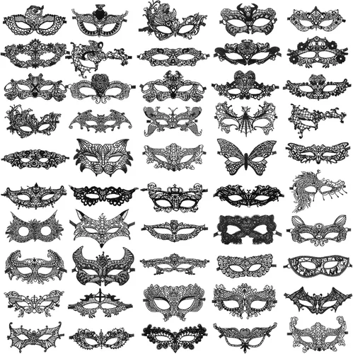 50 Pieces Lace Mask Masquerade Venetian Eyemask Women Flexible Masks for Masquerade Carnival Ball Birthday Halloween Costume