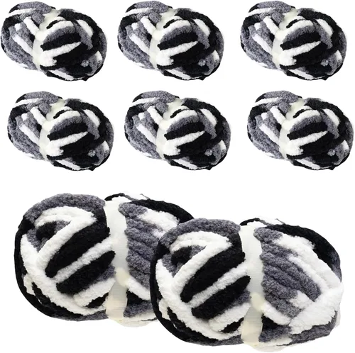 Hilo Grueso para Tejer a Mano y a Ganchillo – Hilo Mixto de Color Suave, Voluminoso, Jumbo para Mantas, Bufandas, Proyectos DIY, Paquete de 8
