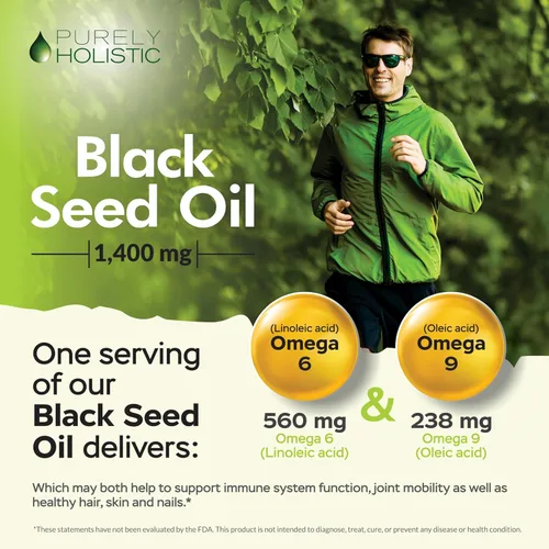 Vista 4 de Purely Holistic Aceite de semilla negra de 1400 mg + vitamina C 1000 mg – 180 cápsulas blandas + 365 cápsulas – Paquete inmune – Fácil de tragar