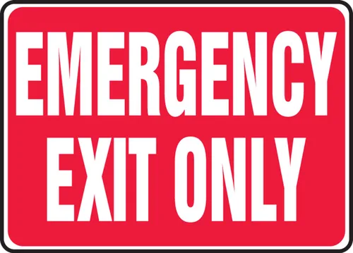 Vista 2 de Accuform Señal de seguridad "Solo salida de emergencia", Accu-Shield™, 7 x 10 pulgadas (MEXT586XP)