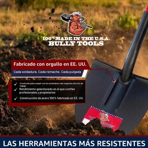 Vista 3 de Bully Tools Pala de punta redonda de calibre 12 con mango de agarre en D