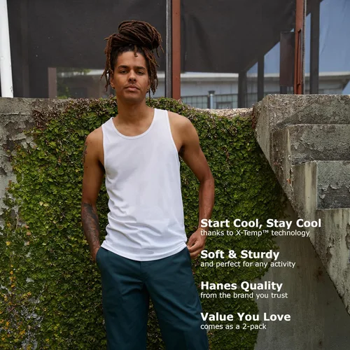 Vista 6 de Hanes X-Temp Performance - Camiseta sin mangas para hombre, absorbe la humedad, paquete de 2