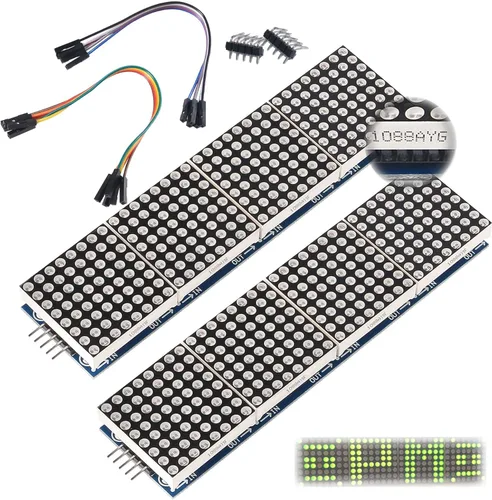 Vista 8 de MAX7219 Módulo de matriz de puntos 32x8 4 en 1 módulos de pantalla LED para microcontrolador Arduino Raspberry Pi con cable de 5 pines, azul