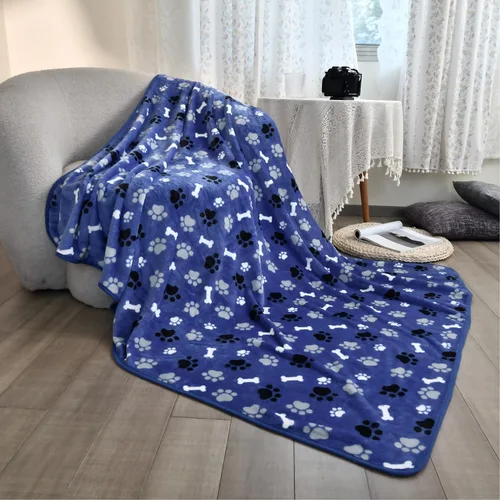 Vista 2 de Manta impermeable para perro, patrón de impresión súper suave, cálida y esponjosa, protector de cara para sofá, coche y cama, manta para mascotas a