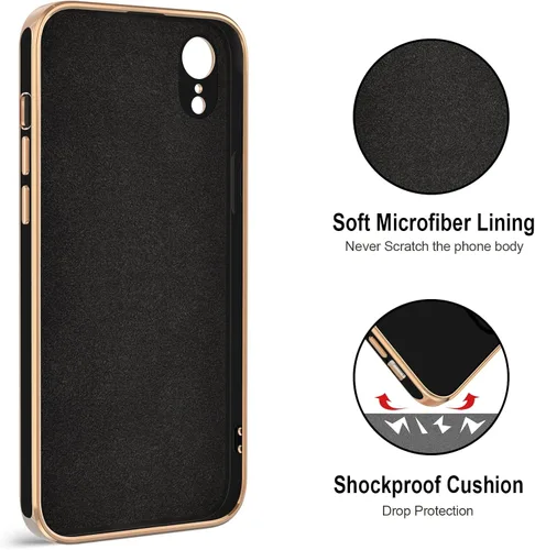 Vista 3 de Hython Funda para iPhone XR con soporte de anillo [soporte de anillo giratorio de 360° con soporte magnético] chapado en oro rosa brillante borde