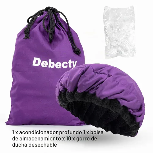 Vista 6 de Gorro térmico para microondas de acondicionamiento profundo para peinar y tratar el cabello al vapor, terapia de cuidado del cabello (morado)