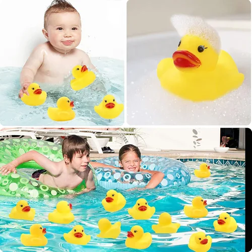 Vista 6 de 50-Pieces Float & Squeak Mini Rubber Duck Baby Bath Ducky Sound Shower Toys for Kids