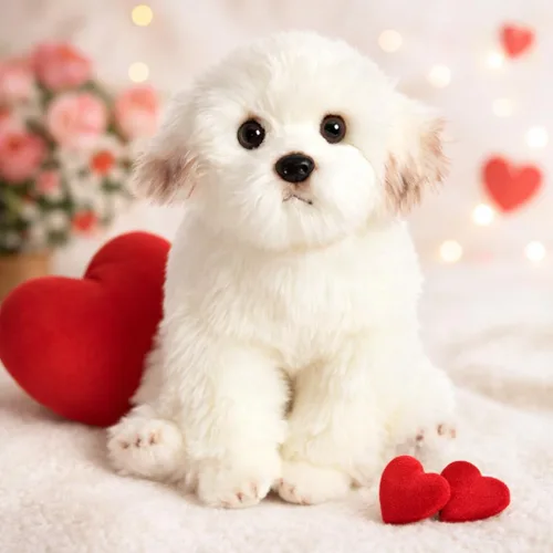 Vista 2 de HollyHOME Peluche maltés realista de perro maltés, regalo para mascotas, 13 pulgadas