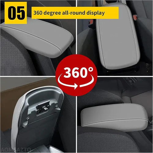 Vista 6 de AOMSAZTO Fundas de consola para Toyota Corolla 2014-2019, fundas para reposabrazos para Toyota Corolla, gris claro