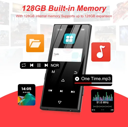 Vista 2 de SWOFY Reproductor de MP3 D50 con Bluetooth con batería de polímero de litio de 300 mAh