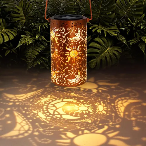 Vista 13 de Linternas solares para colgar al aire libre, linterna LED impermeable de metal con energía solar, decoración de patio, linterna con asa, idea