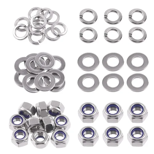 Vista 12 de Swpeet 45 piezas de tuercas de bloqueo hexagonales de acero inoxidable SAE 304 de 1/2"-13, arandelas planas de 1/2", kit surtido de arandelas