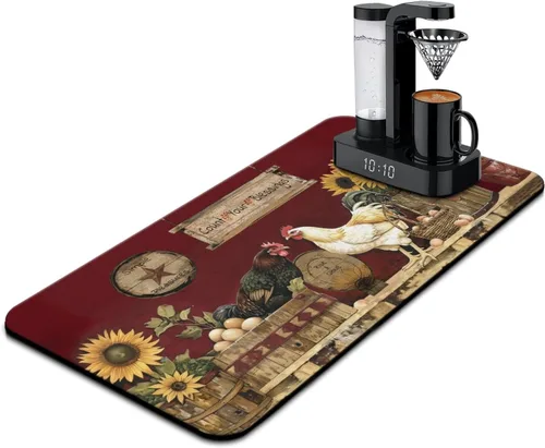 Vista 31 de Tapete de barra de café para encimeras 19inx12in, absorbente para ocultar las manchas, antideslizante, accesorios para bar de cafetería, cabe debajo