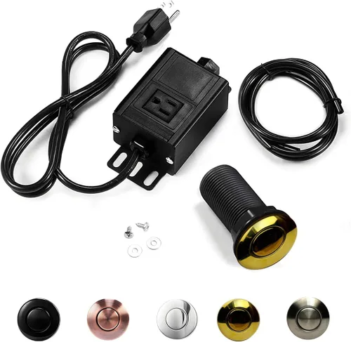 Vista 21 de Eliminación de interruptor de aire de eliminación de basura de salida única inalámbrica de 2.5 pulgadas de largo (negro) Botón de aire