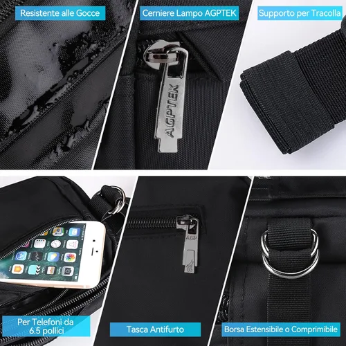Vista 5 de AGPTEK Riñonera para mujeres y hombres, bolsa de cintura ajustable, para viajes, correr, ir de compras, senderismo, pasear perros, ciclismo