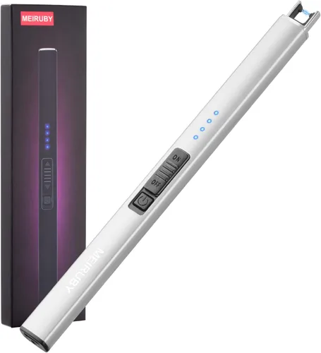 Vista 12 de MEIRUBY Encendedor eléctrico de velas largo electrónico, recargable por USB, arco, resistente al viento, encendedores sin llama para velas, camping