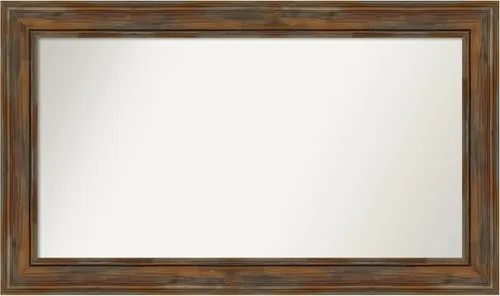 Vista 384 de Amanti Art Espejo de baño marrón para sobre fregadero, 26 x 26 pulgadas, espejo de tocador cuadrado marrón rústico Alexandria, marco de madera