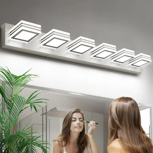 Vista 11 de SOLFART Accesorios de iluminación LED para tocador de baño: 3 lámparas de pared de baño de acrílico moderno negro mate sobre espejo 5CCT