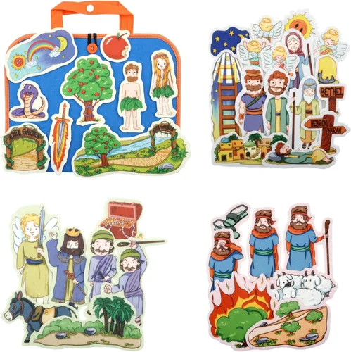 Vista 8 de CHEFAN Set de historias en panel de fieltro/franela de 4 piezas, piezas de fieltro precortadas para tiempo de círculo en preescolar, historia