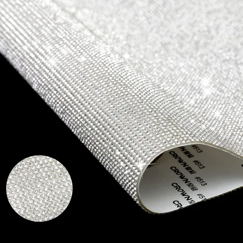 Vista 2 de Beadsland Lámina de diamantes de imitación autoadhesiva con purpurina para decoración de automóvil, 15.75 x 9.45 pulgadas (cristal)