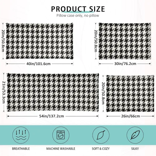 Vista 2 de Fundas de almohada clásicas de pata de gallo, tamaño estándar, transpirables, agradables a la piel, fundas de almohada suaves y acogedoras