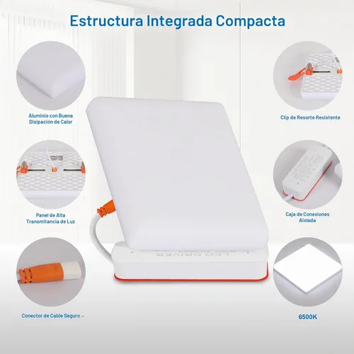 Vista 8 de DELIPOP Paquete de 6 luces LED empotrables cuadradas de 4.72 pulgadas, 6500 K ultra delgada sin marco, luz de techo de panel delgado de 20 W