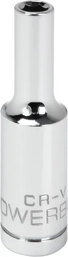 Vista 9 de Powerbuilt 3/8 de pulgada x 1/2 pulgada SAE Deep Socket, 12 puntos, cromo-vanadio, marca de tamaño - 940046
