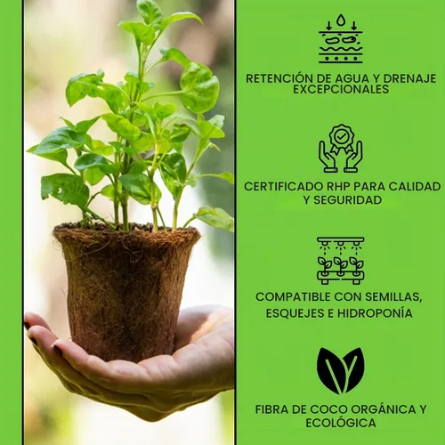 Vista 5 de Bloque Comprimido de Fibra de Coco Orgánico de Coco Coir 650 Gramos de Fibra de Coco Bloque Comprimido de Bajo EC Preamortiguado con Calcio RHP