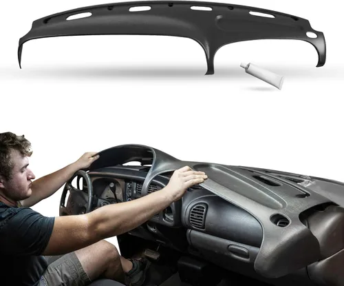 Vista 9 de DASHSKIN Tapa moldeada para salpicadero compatible con Dodge Ram 1500 1998 1999 2000 2001 (98-02 Ram 2500 y 3500) en negro universal, fabricado