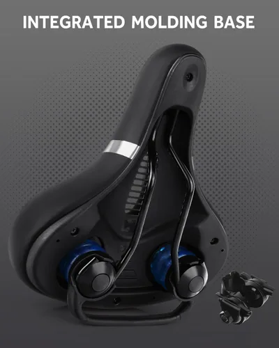 Vista 5 de Reemplazo de asiento de bicicleta, asiento de bicicleta para hombres y mujeres, cómodo sillín de bicicleta ancho con espuma viscoelástica acolchada