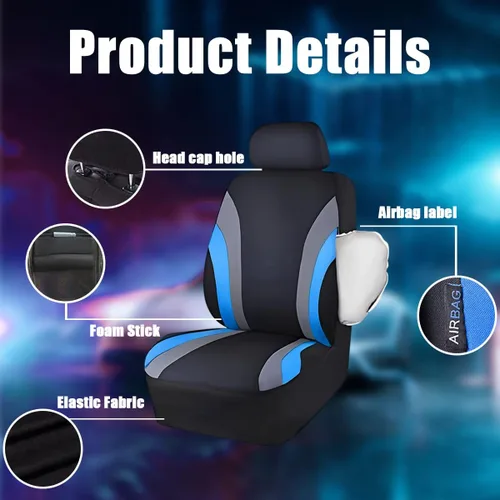 Vista 4 de AUCELI Juego completo de fundas para asientos de coche, fundas transpirables para asientos delanteros y traseros con esponja compuesta de 2mm