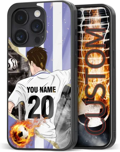 Vista 32 de Fundas de teléfono personalizadas con nombre y número de fútbol para iPhone 11, 12, 13, 14, 15, 16, 17, 16 Pro Max Plus Mini, Samsung Galaxy Note10