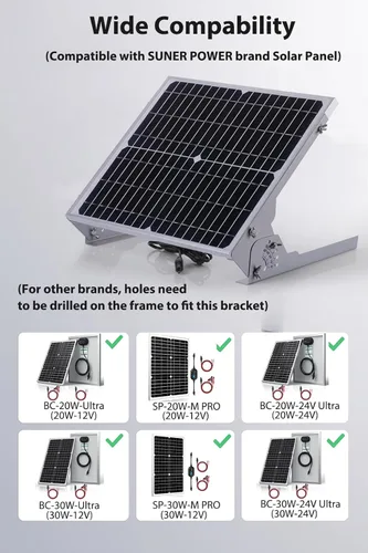 Vista 5 de SUNER POWE - Estantes ajustables para montaje en panel solar, soportes inclinables de montaje plegables para pared, techo, caravana y sistema solar