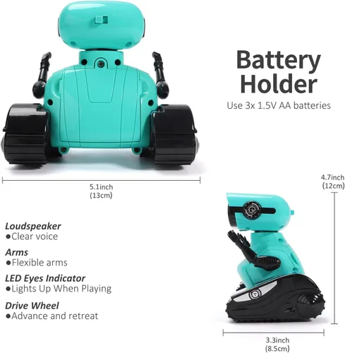 Vista 6 de GILOBABY - Juguetes de robots, juguete de robot con control remoto, robots RC para niños con ojos LED, cabeza y brazos flexibles, movimientos