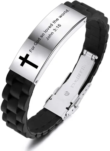 Vista 13 de MeMeDIY - Pulseras con cita inspiradora y cruz, accesorios de fe cristiana con versículo de la Biblia, pulsera de identificación de silicona