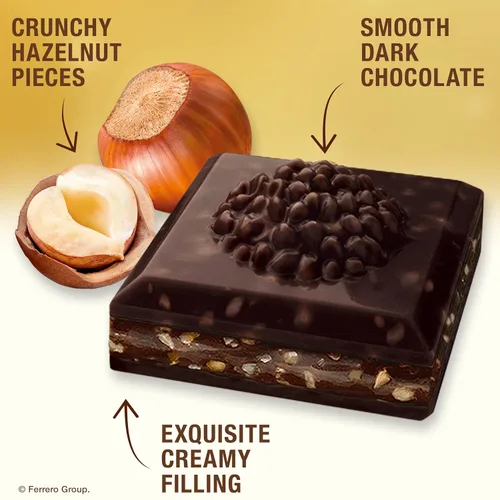 Vista 3 de Ferrero Rocher Barra de chocolate premium, 70% de chocolate amargo, avellana y relleno de cacao, 8 unidades, 3.1 onzas cada una