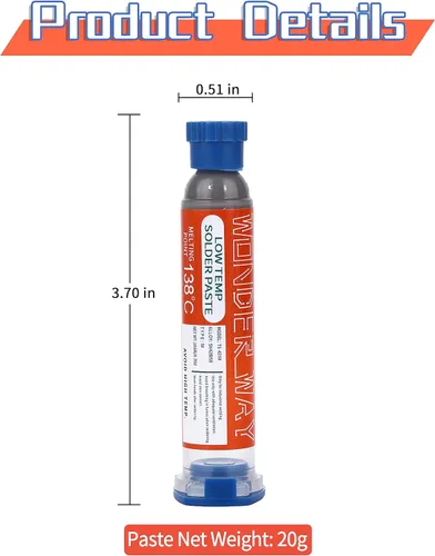 Vista 2 de Wonderway Sn42/Bi58 T5 Soldera sin Plomo Libre de Plomo No Clean, Punto de Fusión 138℃ (20g)
