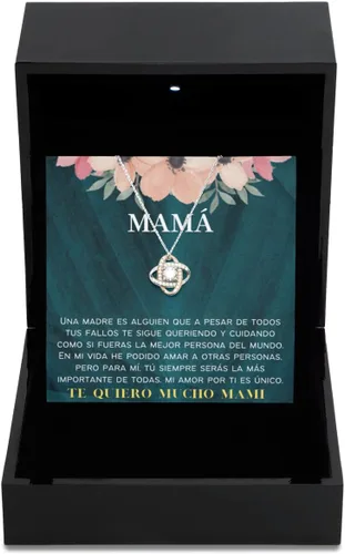 Vista 14 de Collar para mamá con mensaje personalizado, regalo de aniversario de boda o Navidad, cadena para mujer