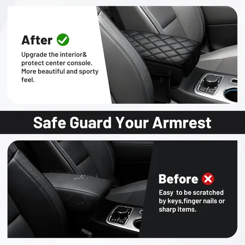 Vista 4 de Autorder Funda de consola central para Jeep Grand Cherokee 2011-2019 2020 2021, accesorios para reposabrazos, funda antiarañazos, almohadilla
