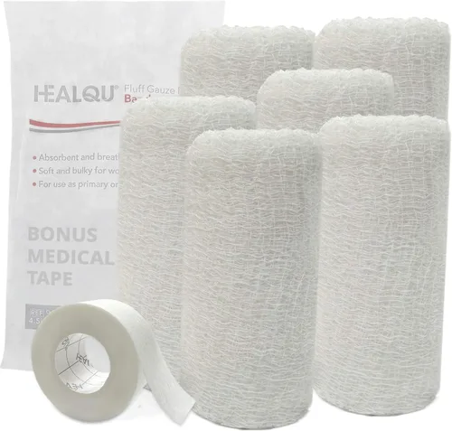 Rollos de vendaje de gasa Kerlix - 4 1/2 pulgadas x 4,1 yardas, 6 capas - 6 paquetes estériles individuales - Absorción extra - Sin látex, vendaje