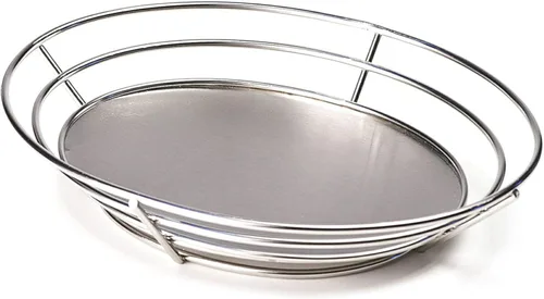 Vista 3 de Cesta ovalada negra de 8" x 6" con base de rejilla elevada G.E.T. 4-38808, Clipper Mill (Cantidad: 1)