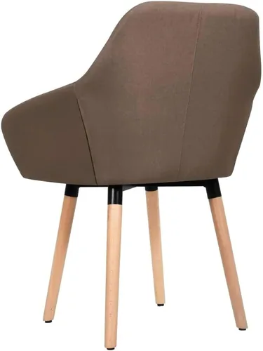 Vista 3 de Modern Dining Chairs for Dining Room, Brown Fabric Upholstered Kitchen Chairs, Solid Wood Legs, Easy Assembly
