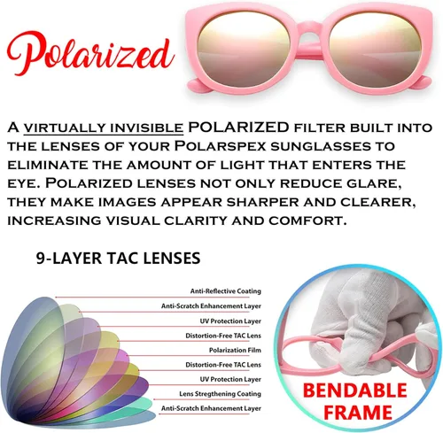Vista 3 de PolarSpex Lentes de sol polarizados para niñas de 2 a 8 años