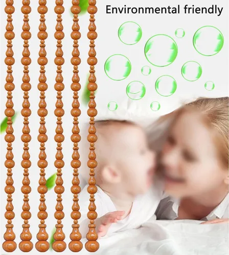 Vista 5 de Cortina de cuentas de madera para decoración del hogar, cortina de cuentas de madera hecha a mano, pantalla de cortina de puerta con cuentas